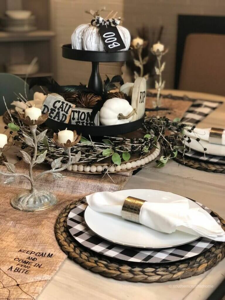 coffee table decor ideas for halloween with tiered tray