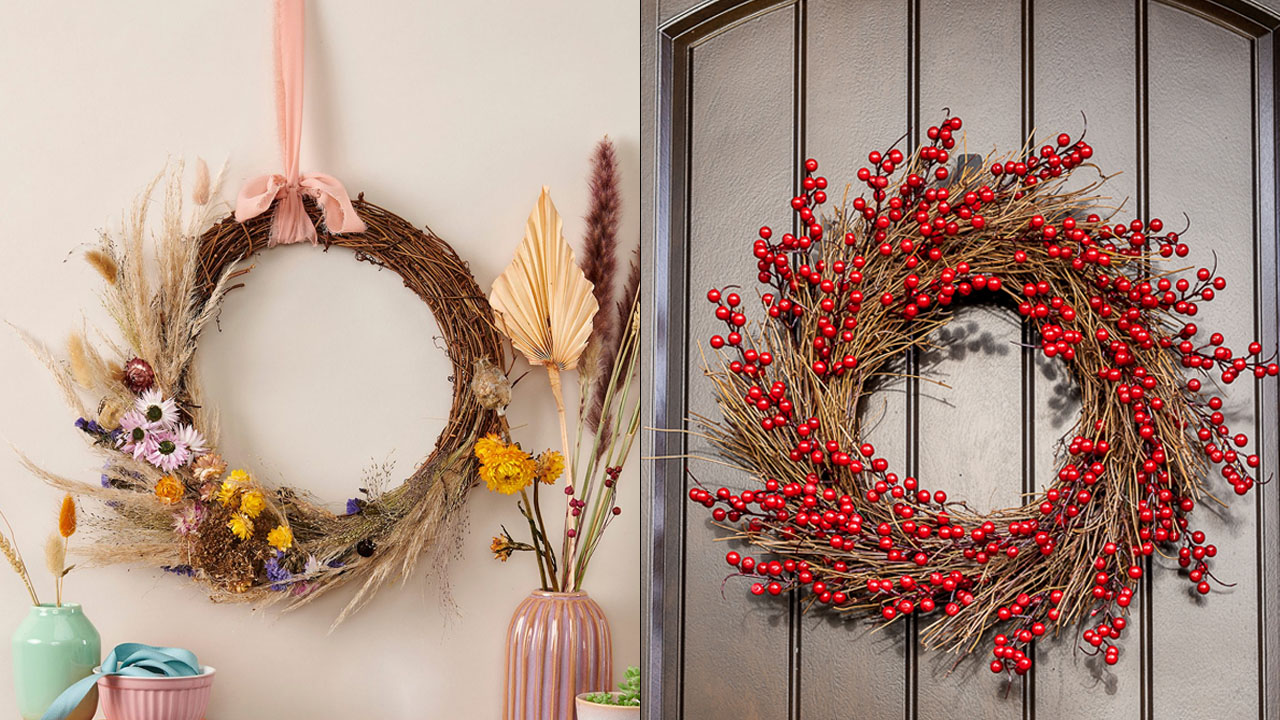 Pink Polka Dot Leaf Wreath