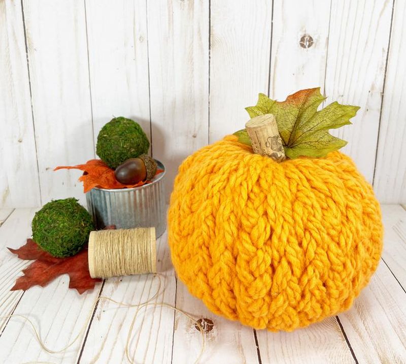 yellow sweater Halloween pumpkins  