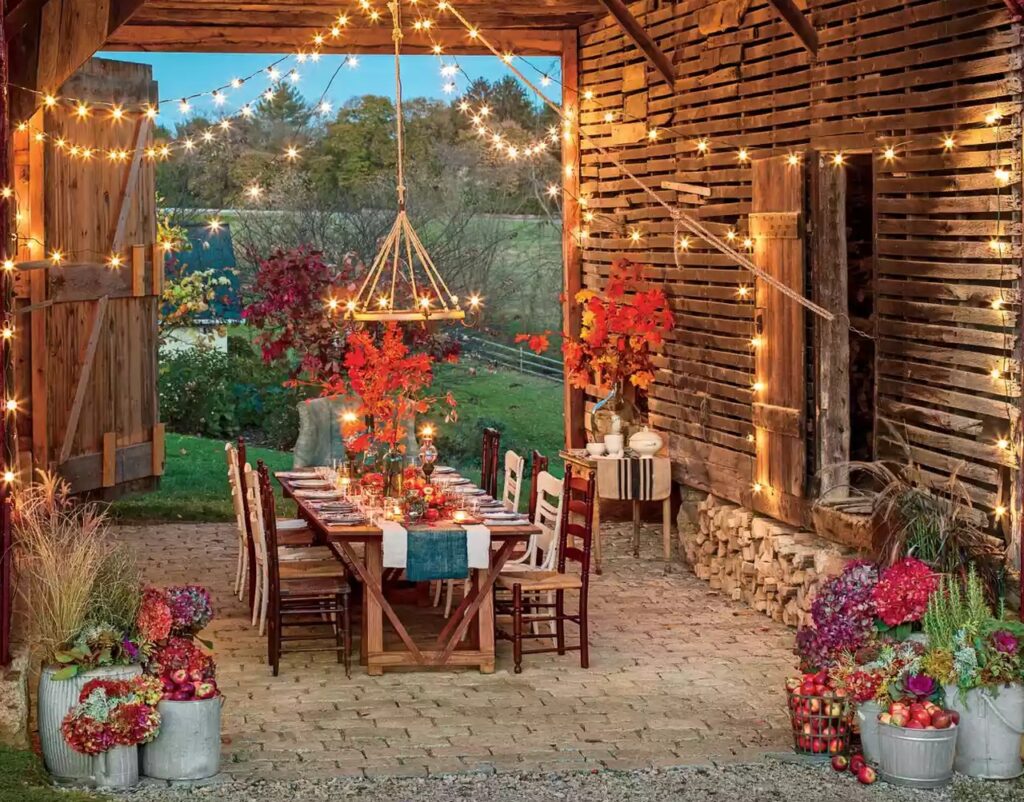 flowers and apples for Al-fresco Dining in fall 