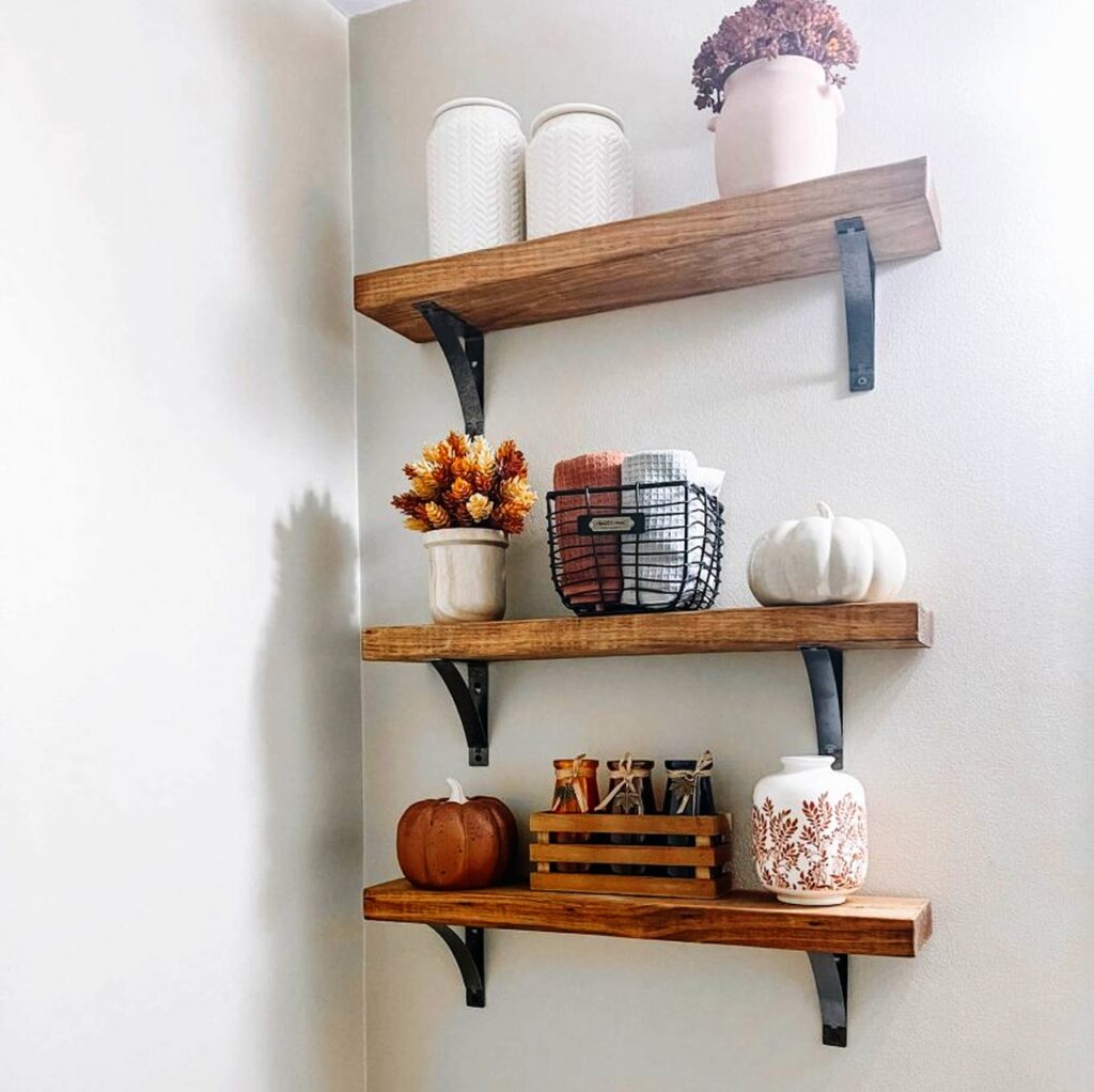 Deck the bathroom Shelves for modern fall decor  