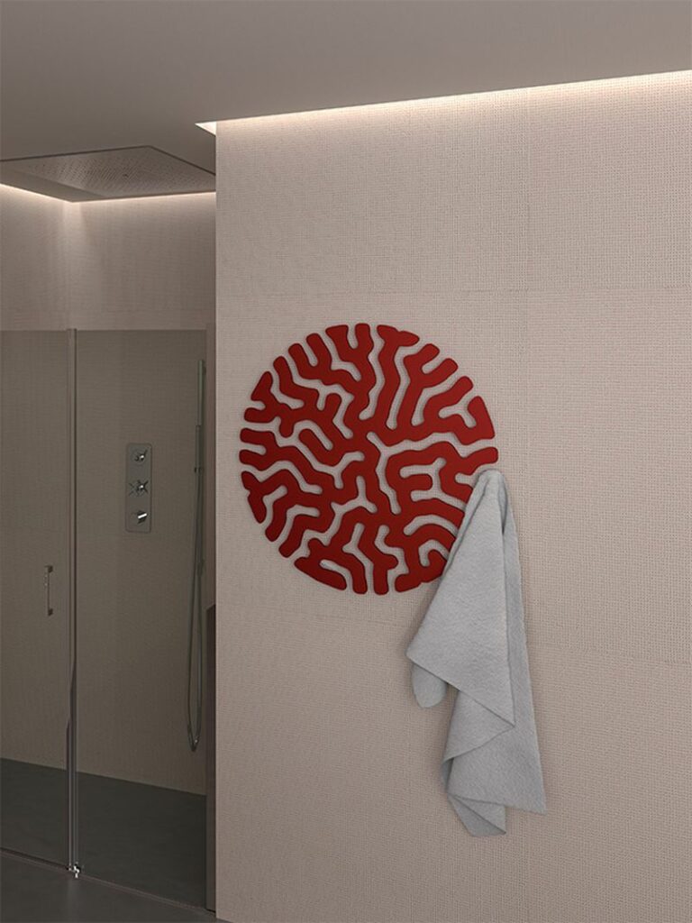 Laser-Cut Coral Electric Radiator in bathroom 