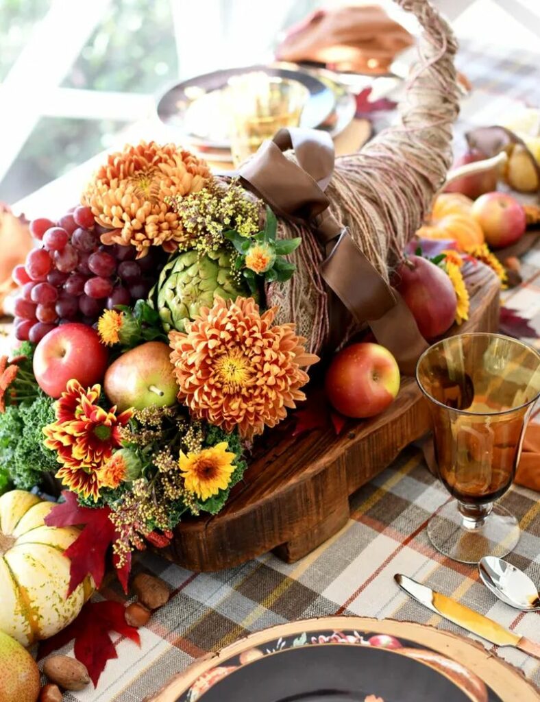 cornucopia with chicken wire and burlap