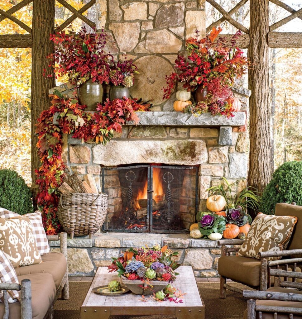 Fireplace Mantel Fall Decoration 