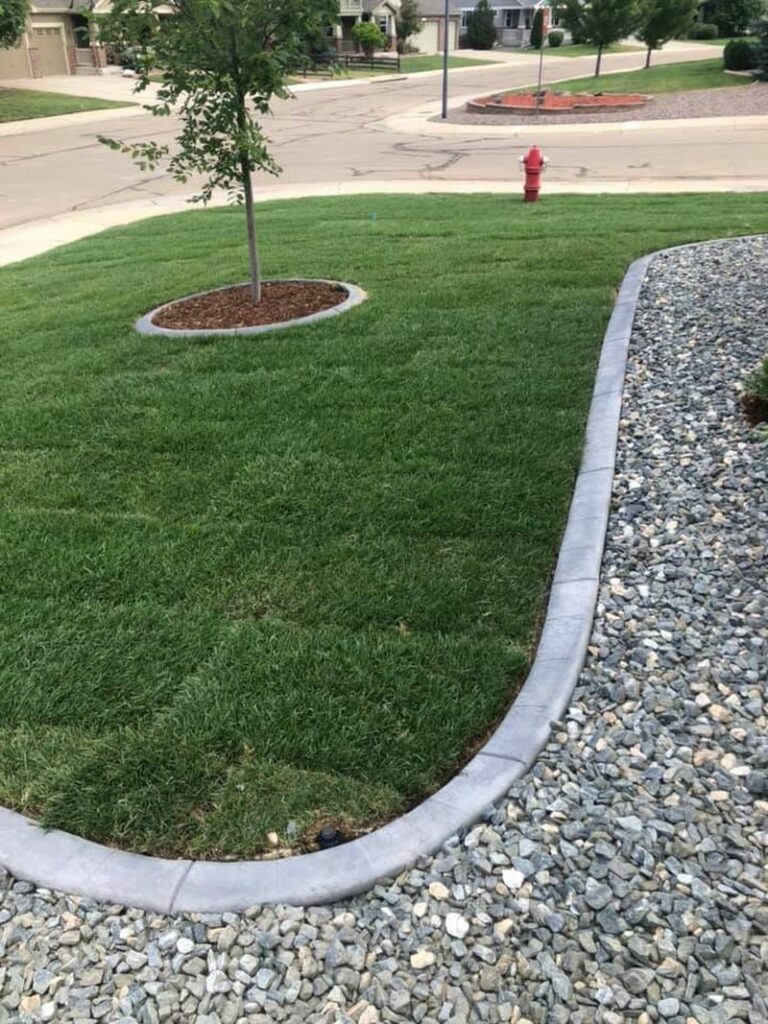 Moulded concrete edging for garden walkway