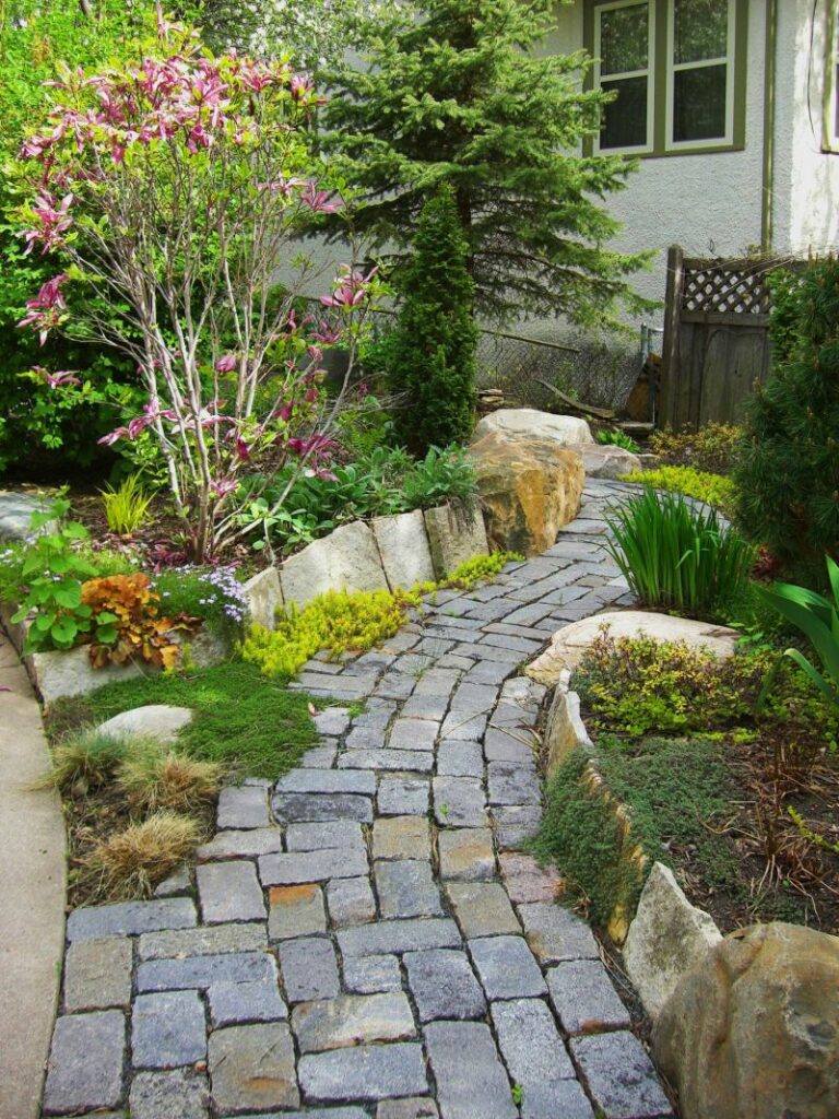 Natural stone walkway