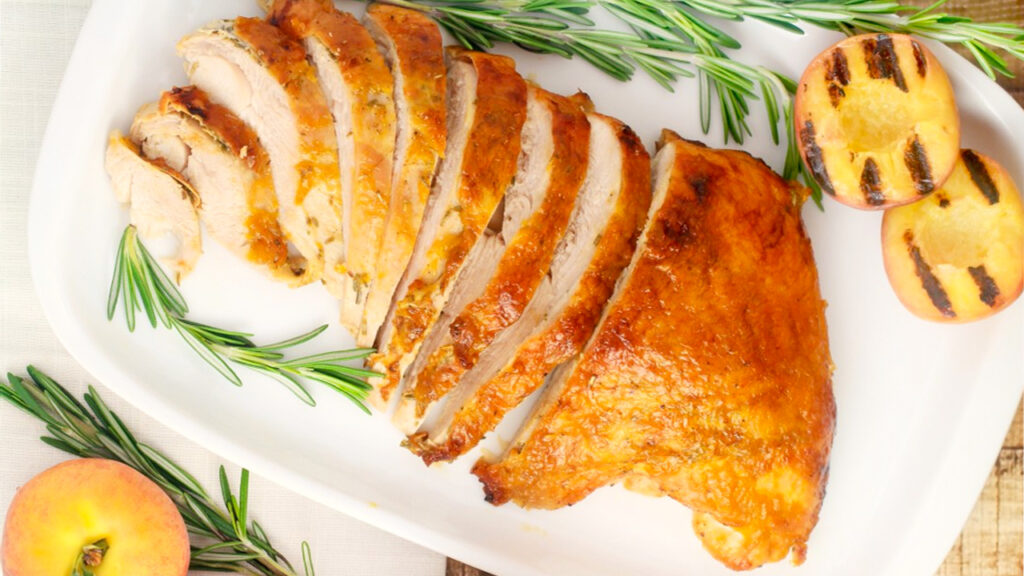 Peach Glazed Roasted Turkey breast for thanksgiving 