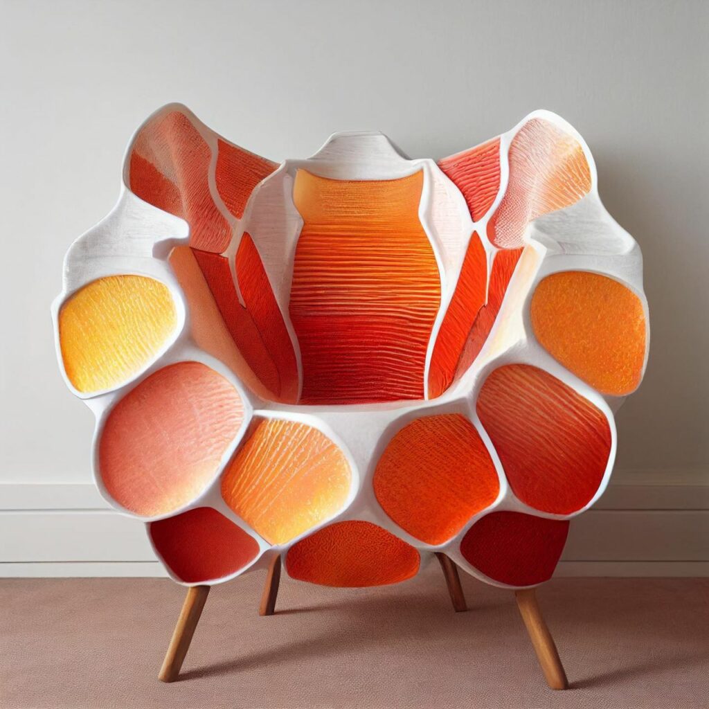 Peach chair by Frank Jacobus