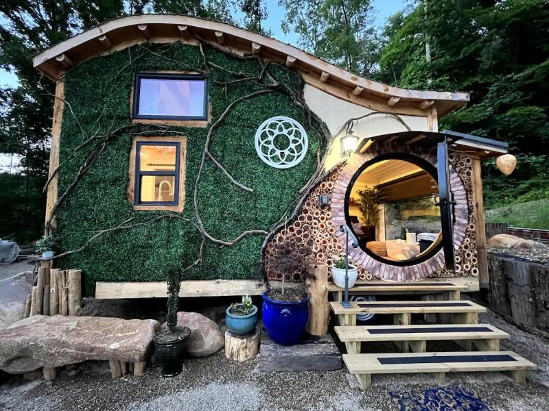 Serenity Hobbit inspired tiny house at Mountain Shire near Smoky Mountains_living room