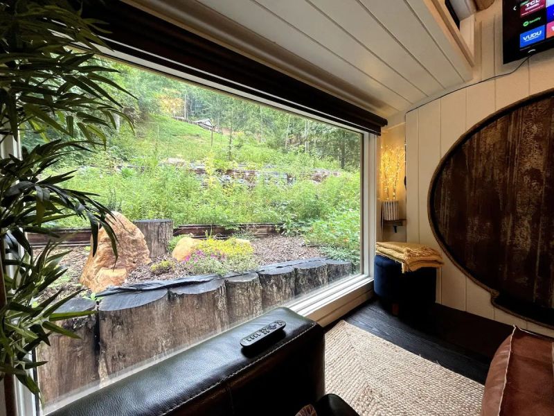 Serenity Hobbit inspired tiny house at Mountain Shire near Smoky Mountains_living room