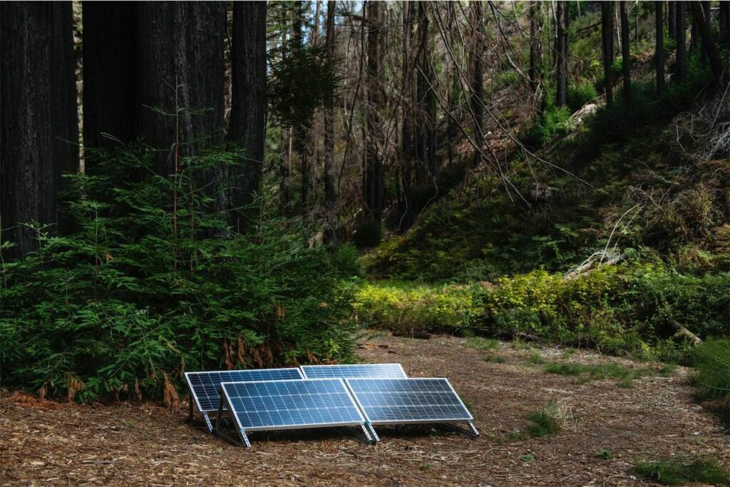 solar panels on the cabin 