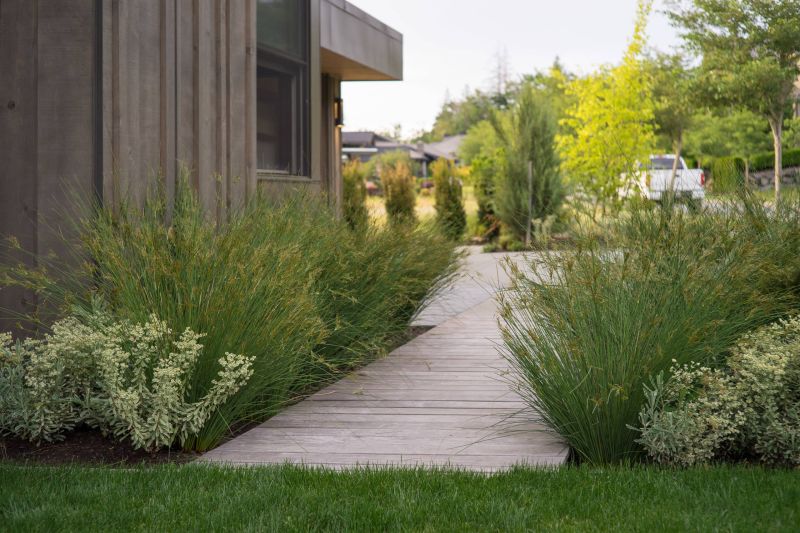 Traditional styled wooden garden walkway 