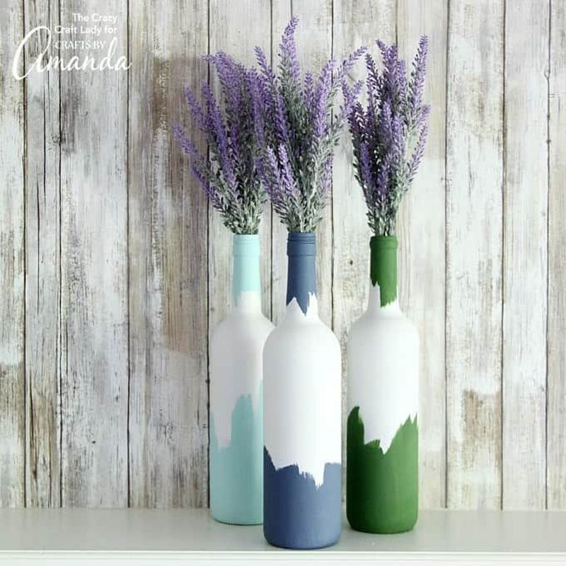 wine bottle into flower vase 