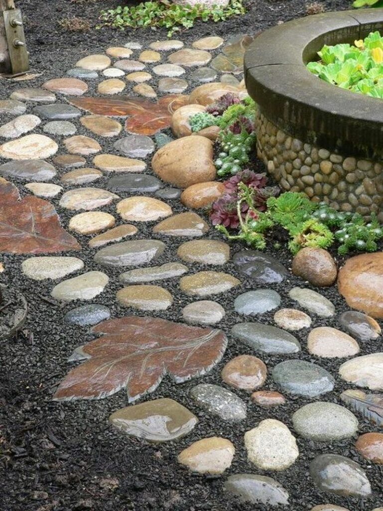 Riverstones curved pathway for Garden