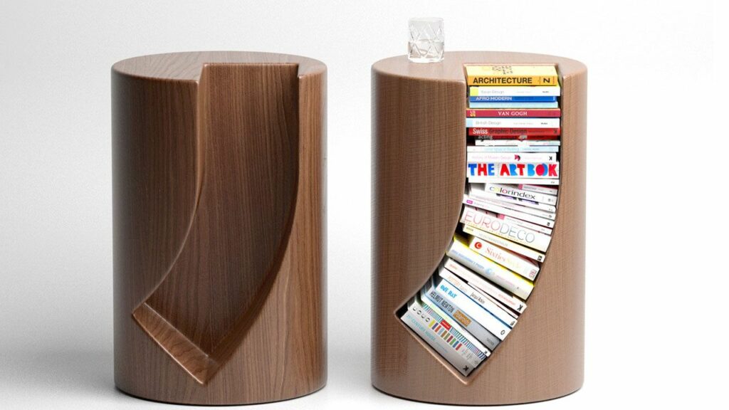 Bookgroove side table by German designer Deniz Aktay