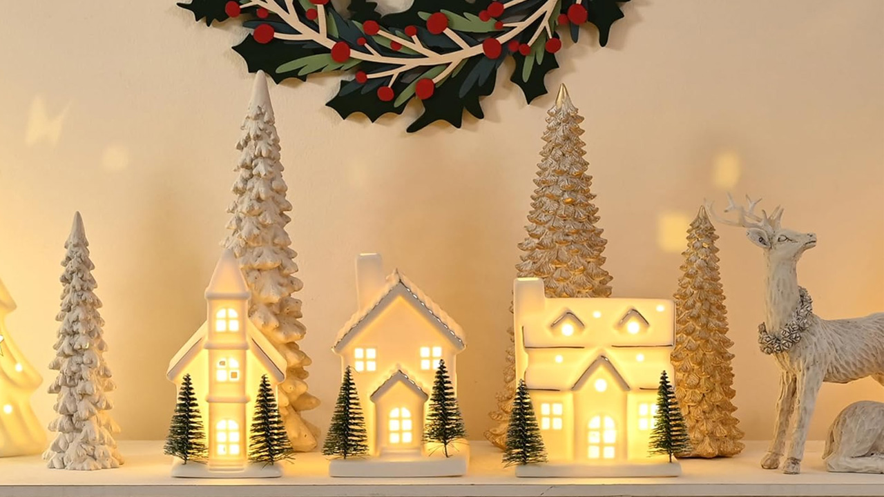 Ceramic White Christmas Village Houses