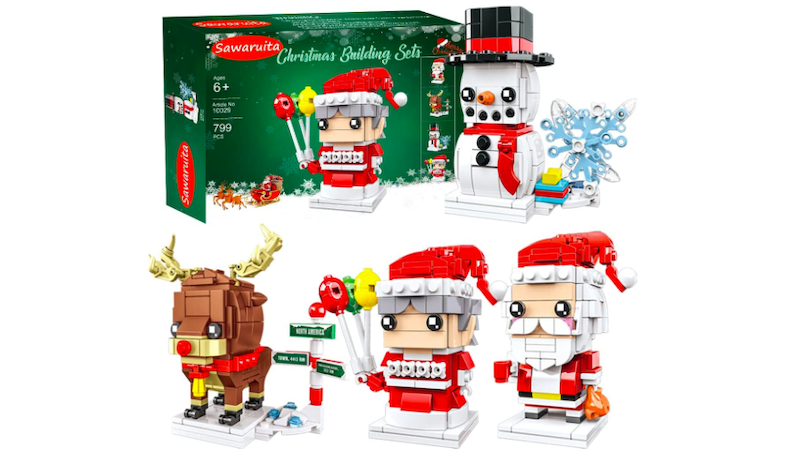 Christmas Reindeer, Snowman, Mr. & Mrs. Claus, Santa Claus Blocks Bricks Set