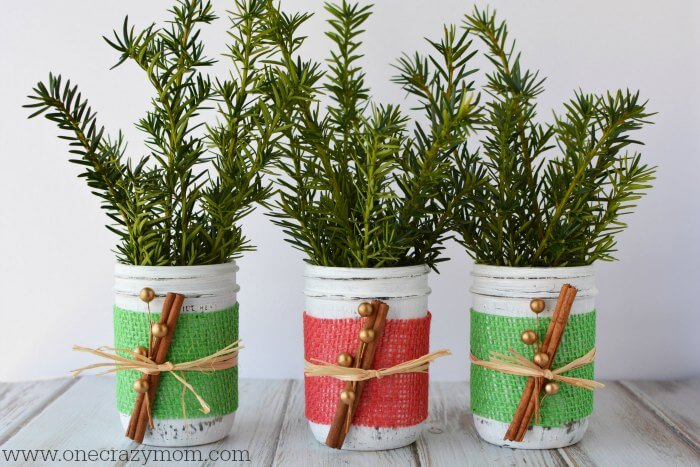 Rustic Mason jar Christmas Centerpiece