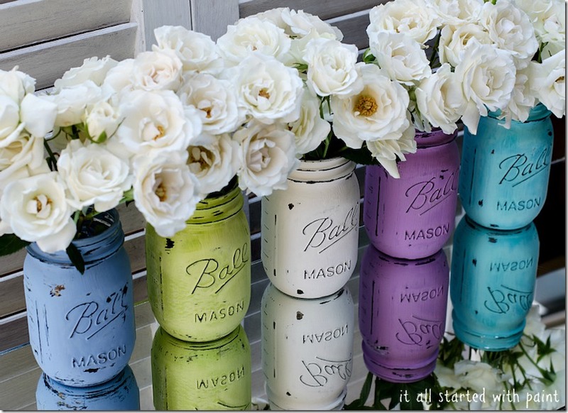 Hand-Painted, Hand-Distressed Mason Jars