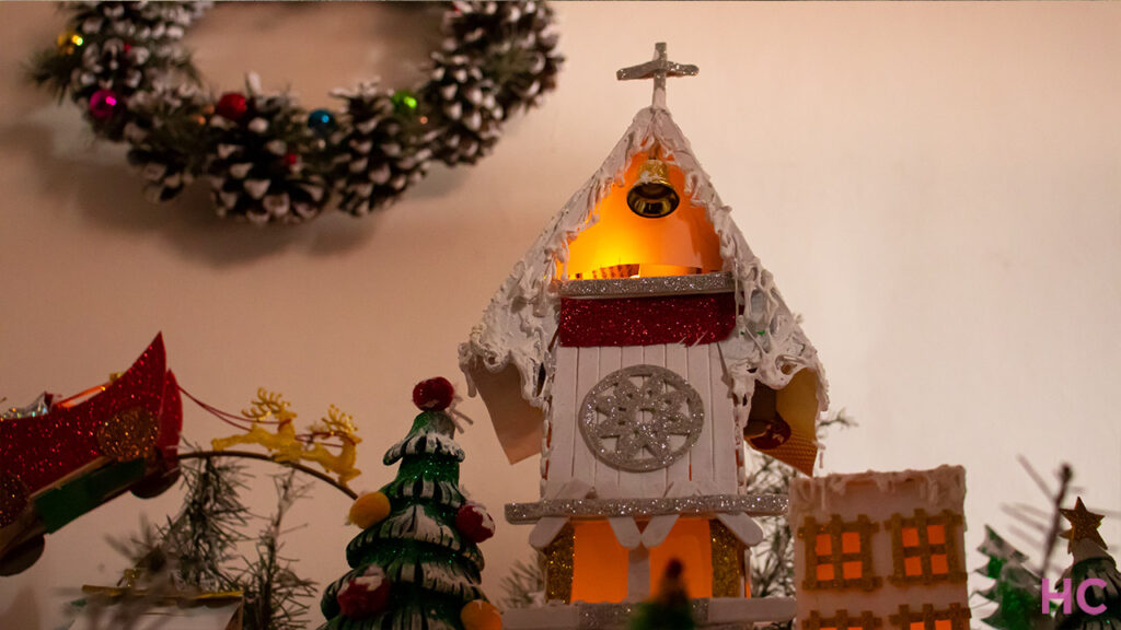 Inexpensive Christmas Village Display church