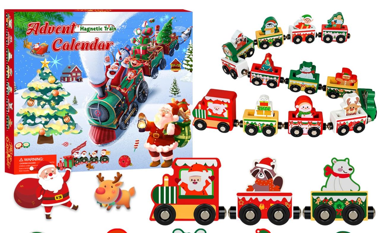 Magnetic Wooden Animal Train Advent Calendar