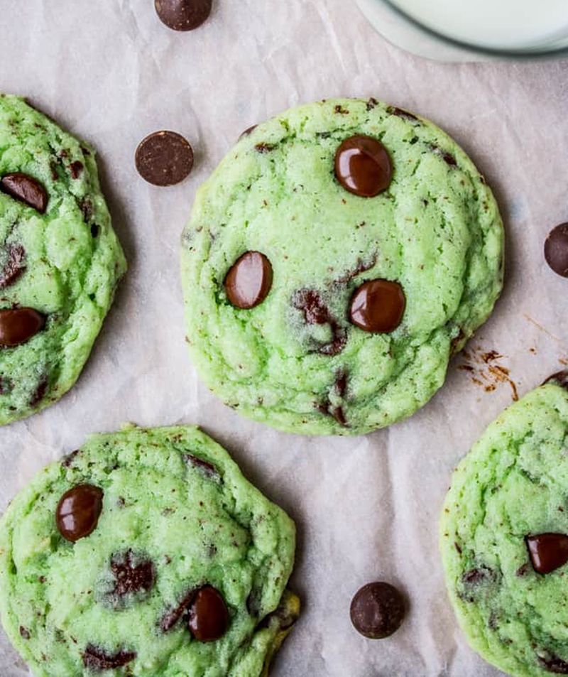 Mint Chocolate Chip Cookies for Christmas 