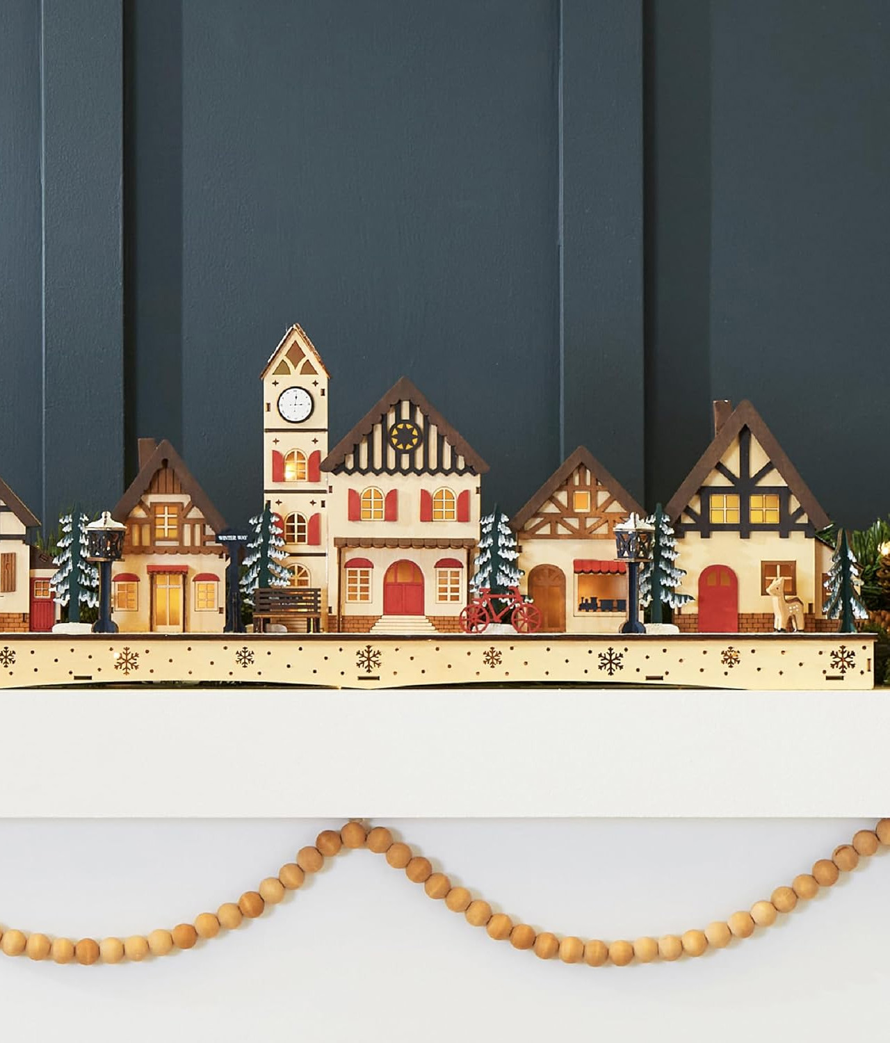 Pre-Lit Wooden Christmas Village Decoration set for Home