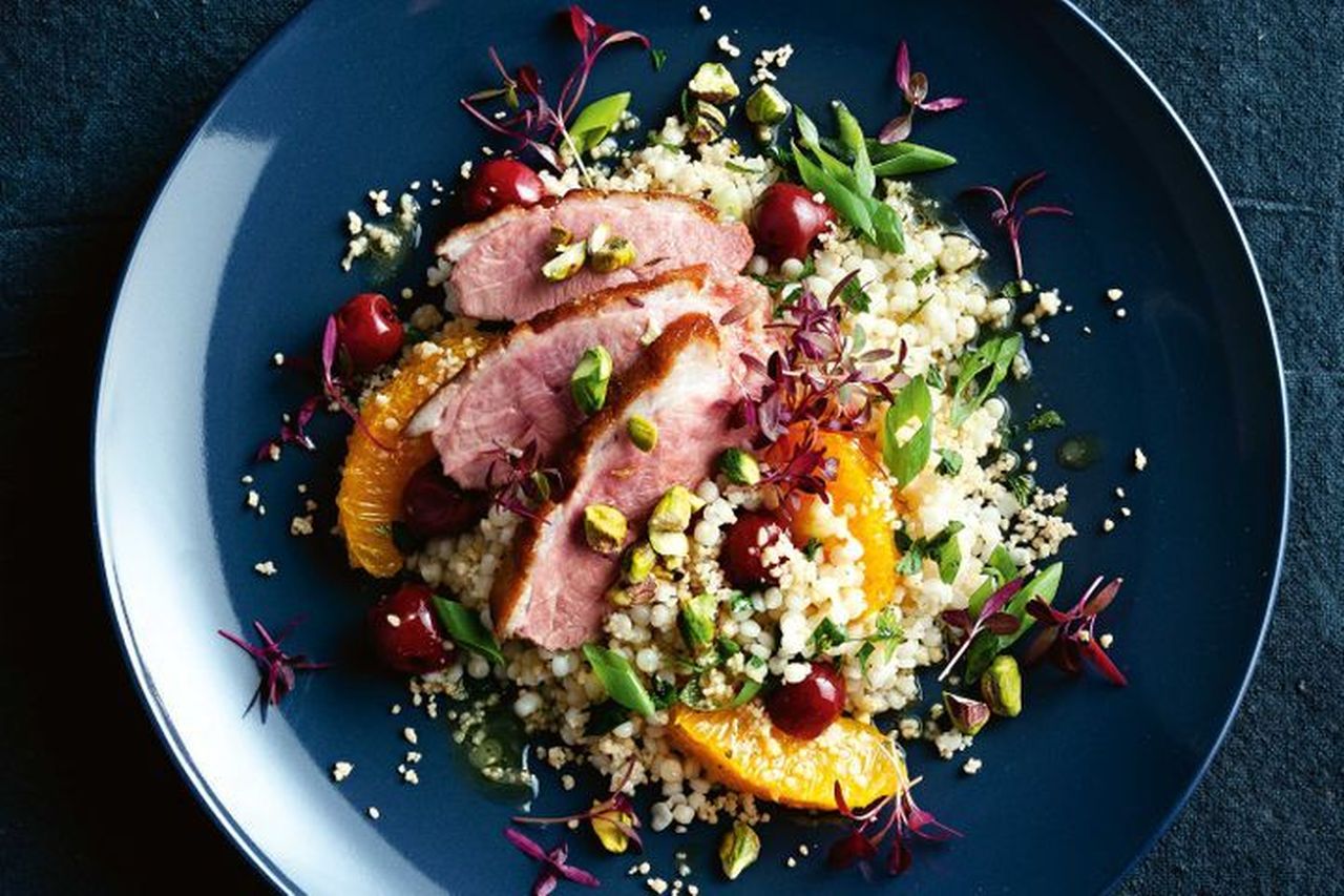 Roast Duck, Cherry and Couscous Salad