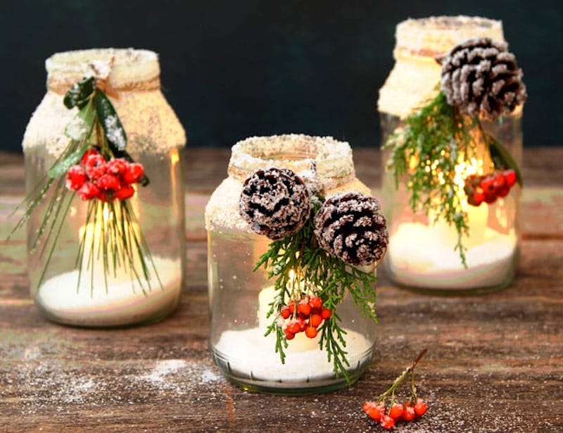 Snowy DIY Mason Jar Candles