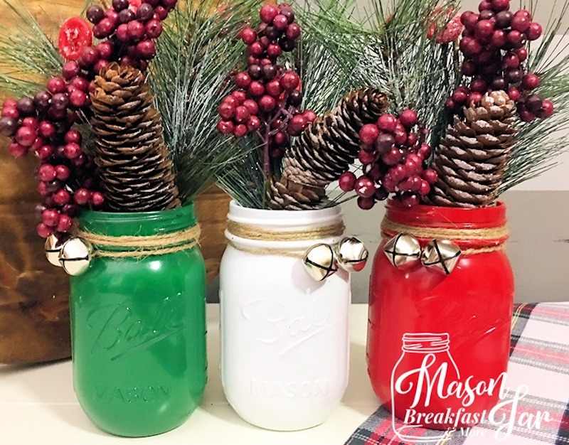 Tri-Color Mason Jar Centerpiece for christmas