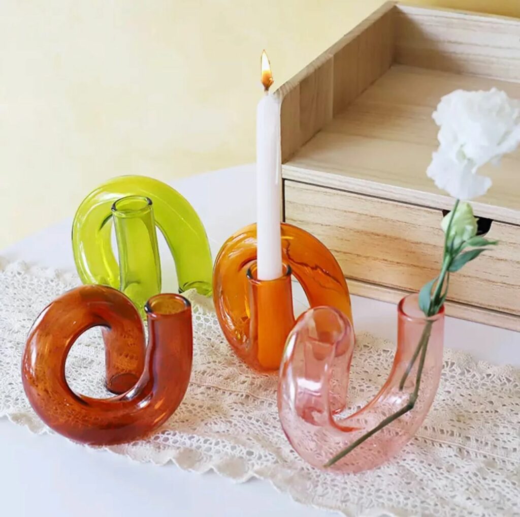 Curved Glass Candle Holder