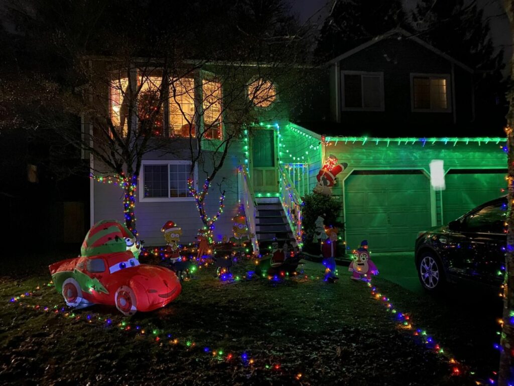 Simple Christmas lights around home