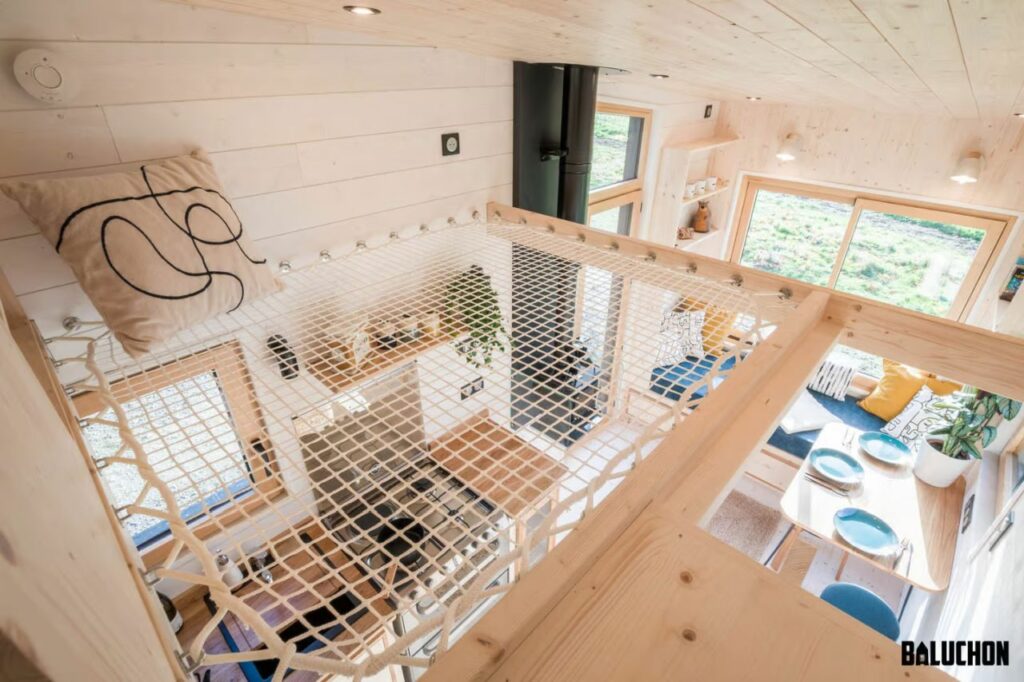 French Tiny Home Has A Netted Loft Area Under A Skylight That Functions As  A Cozy Reading Nook - Yanko Design