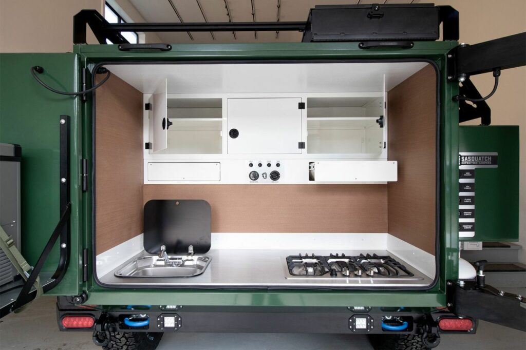 The Highland 60 camper trailer with kitchen