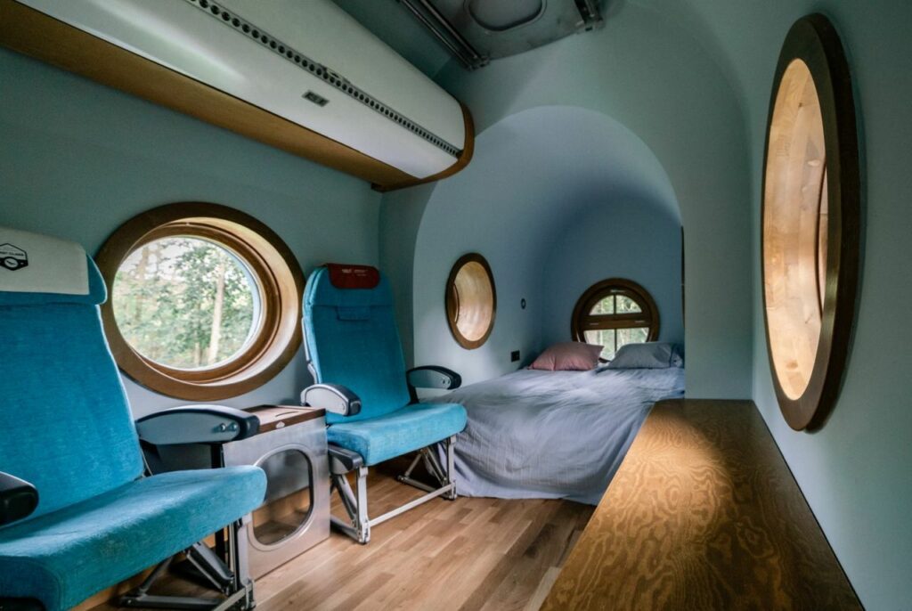 Jet House airplane-shaped cabin by Hello Wood