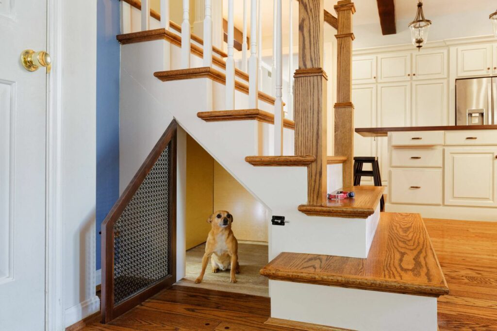 Make a pet area under stairs