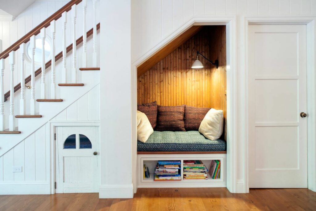 Under stairs sitting nook