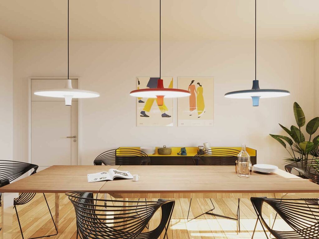 Avro pendant lamp by Martinelli Luce can power your appliances