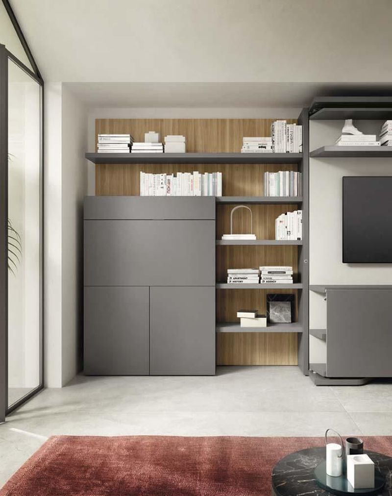 Clei Home Office is a Stylish Cabinet with Folding Desk