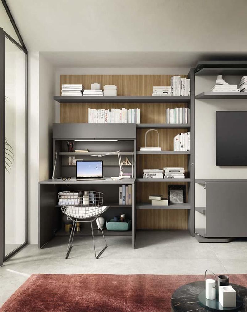 Clei Home Office is a Stylish Cabinet with Folding Desk, Great for Small Spaces   