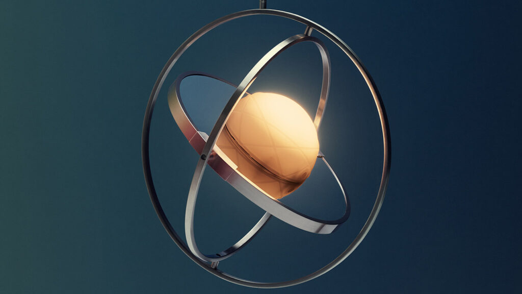 KEA SAMMANLÄNKAD LED solar-powered table lamp is inspired by the sun and the earth's angle