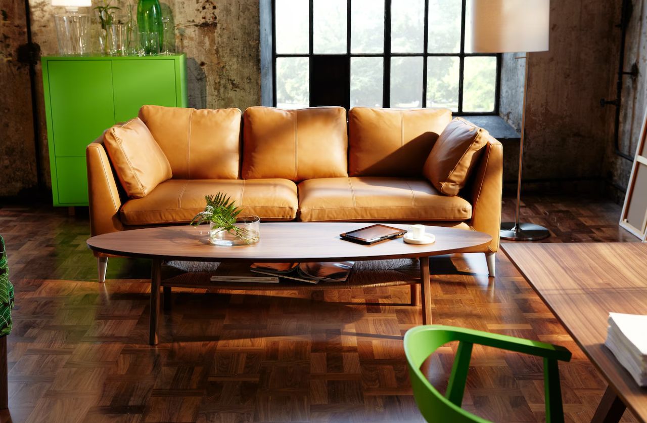 IKEA oval shaped wooden coffee table