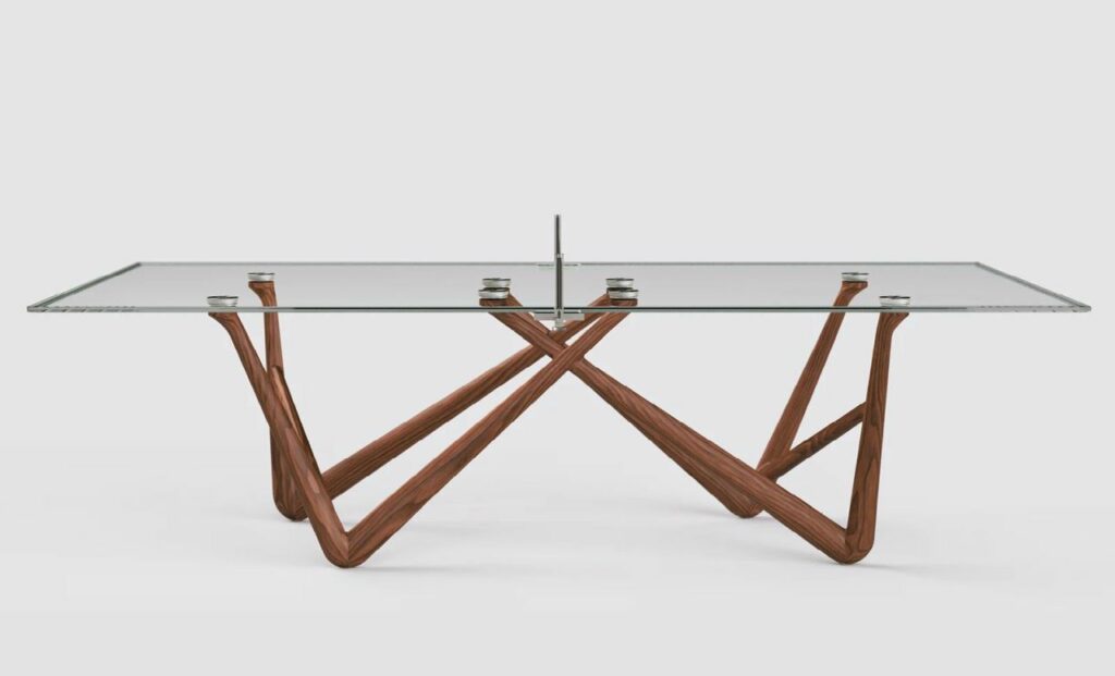 Teckell to Showcase Ping Pong Table with Transparent Crystal Top and Wooden Legs at Salone 2023