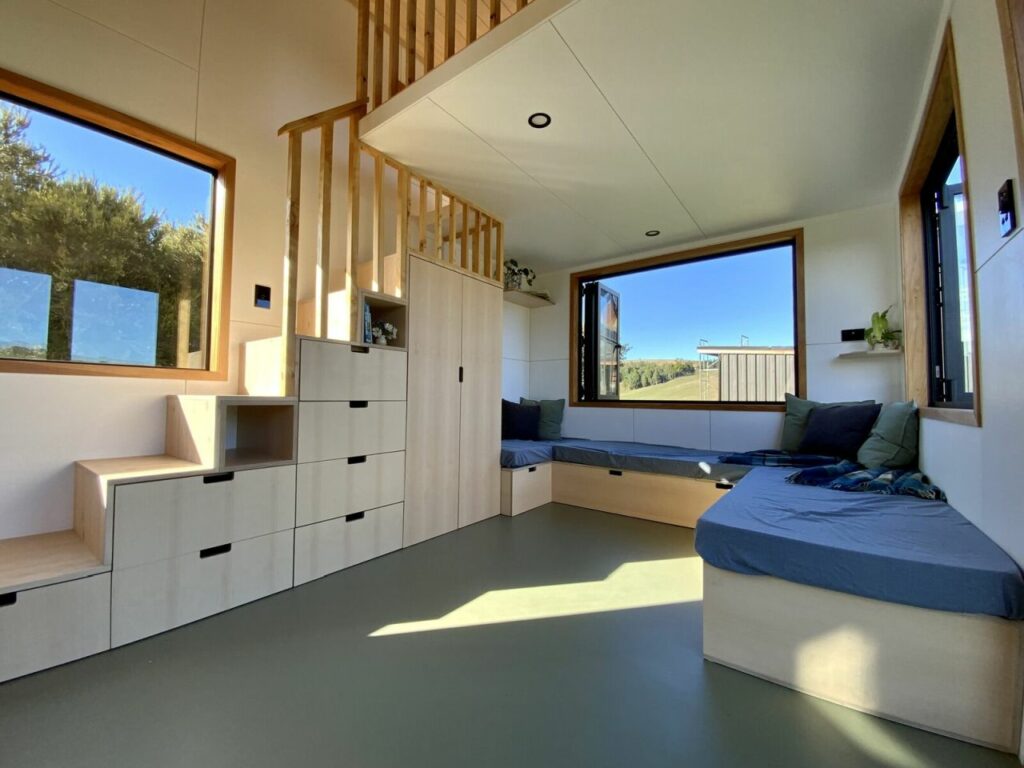 This Tiny House has Two Staircases with Storage Drawers