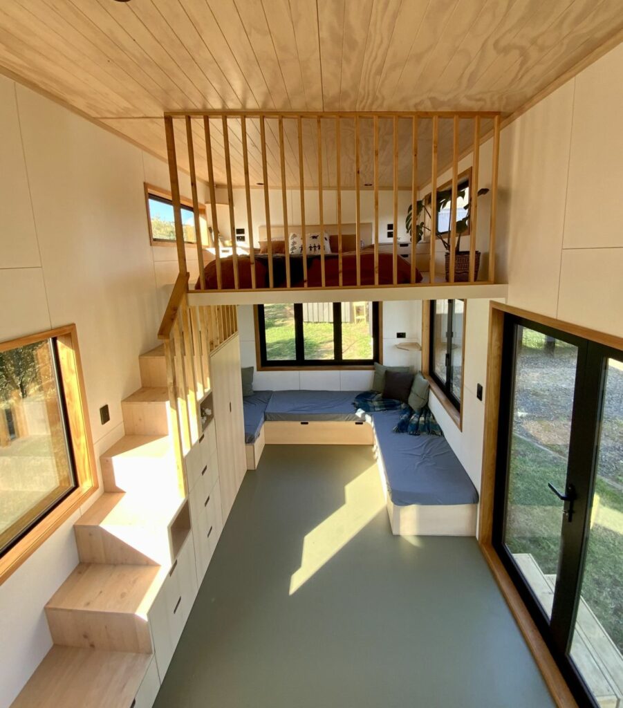 This Tiny House has Two Staircases with Storage Drawers