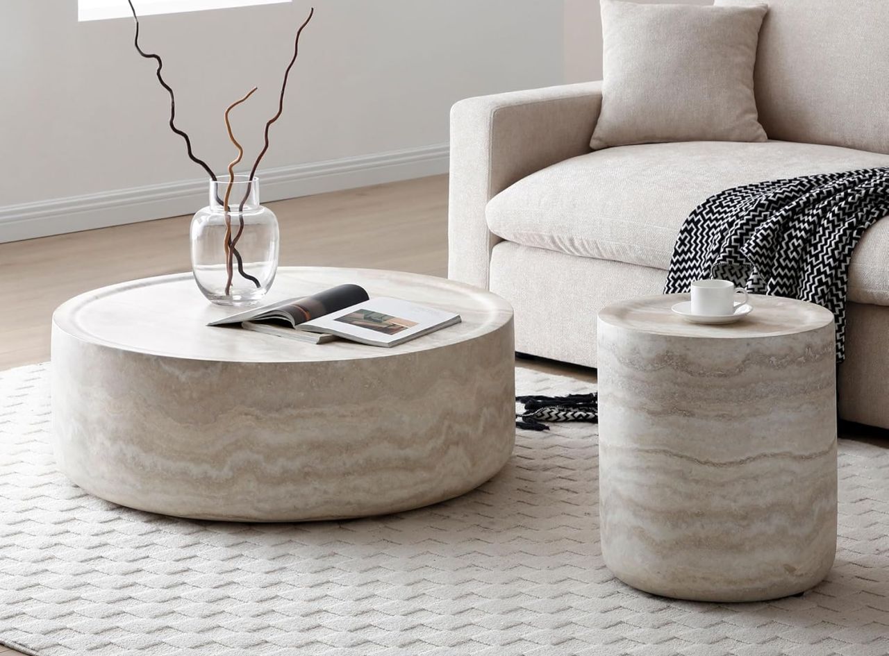 faux marble coffee table in round shape