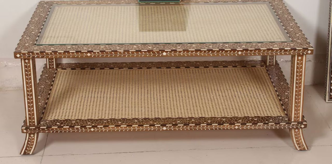 inlay wooden coffeee table desgn india