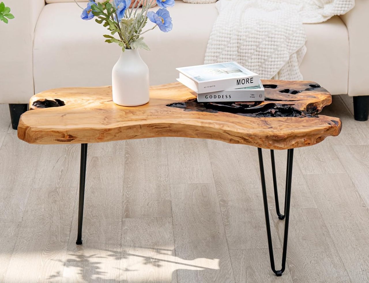 live edge cedar wood coffee table on amazon
