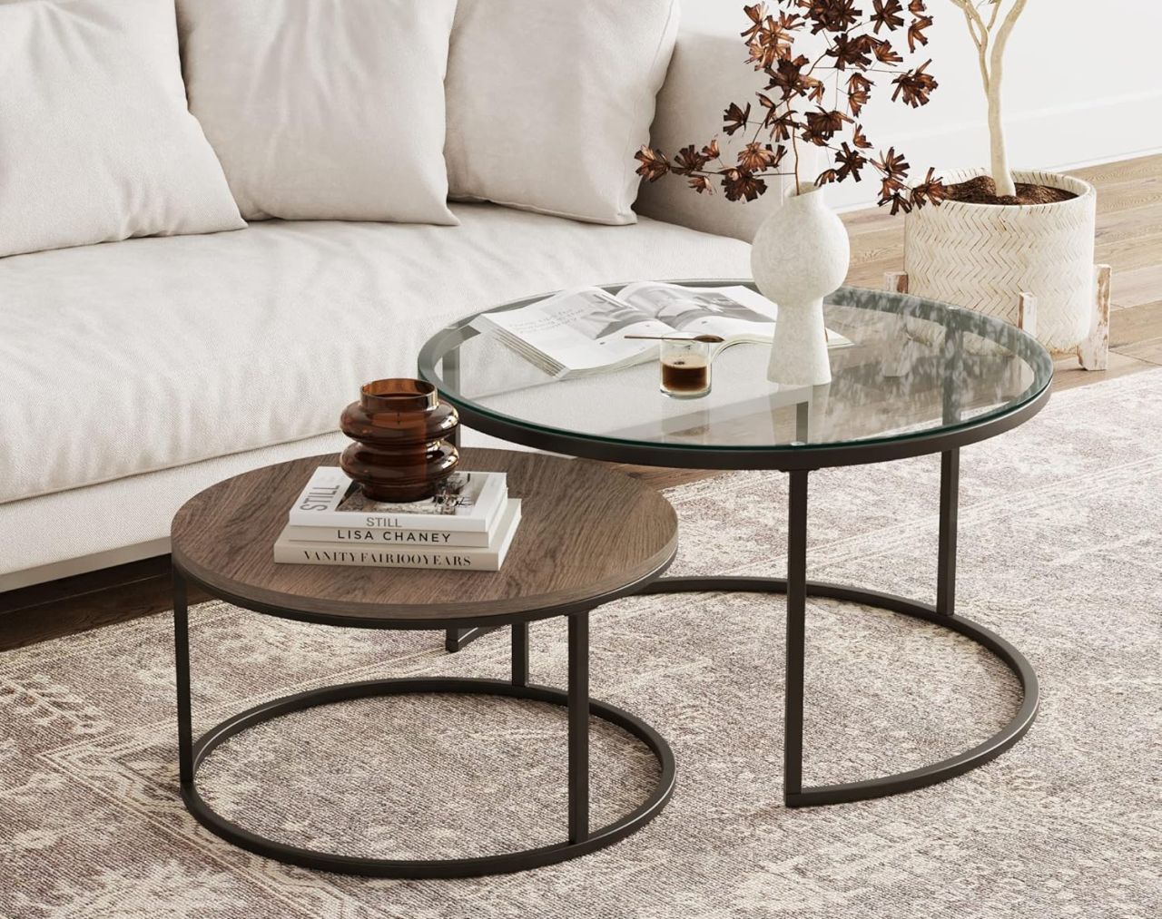 nathan james nesting table glass top and wood top