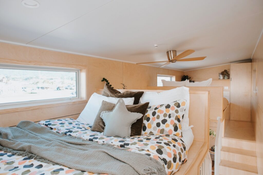 Babbalucci-Tiny-House- Loft Bedroom Through Split Staircase